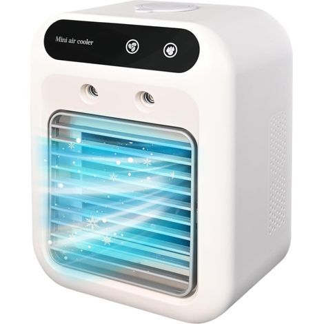 Mini Climatiseur Mobile USB, Ventilateur Climatiseur Silencieux avec Refroidissement Rapide, Réservoir 500 ml, Deux Vitesses et Modes Brumisation pour Chambre, Maison, Bureau (1/5)
