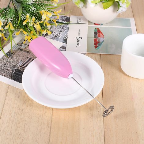 Mousseur à lait électrique de cuisine avec poignée, mousseur à café, fouet, agitateur rose (1/5)
