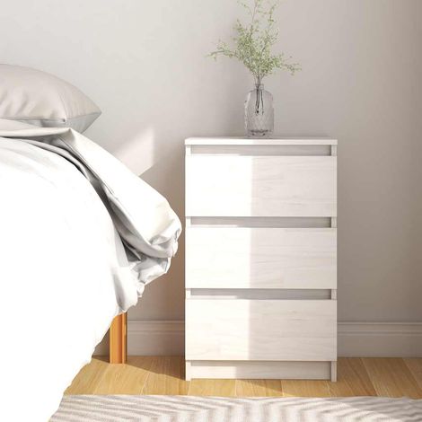 Table de chevet-Table de nuit Blanc 40x29,5x64 cm Bois de pin solide 641920 (1/5)