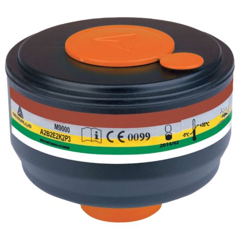 Scatola da 4 cartucce filtranti antigas e anti-vapore A2B2E2K2P3 riutilizzabili M9001 Delta Plus Nero Unico