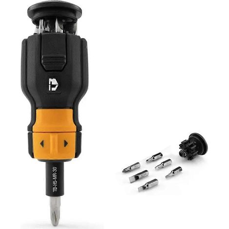 Jeu de 9 tournevis à cliquet multi-embouts avec poignée bimatière TOUGHBUILT TB-H5-MR-30