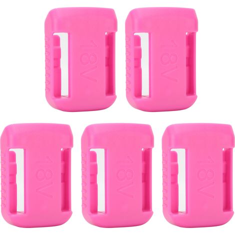 Lot de 5 supports de rangement pour batteries 14V-60V avec fentes et boucle de suspension (rose). (1/5)