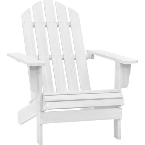 Silla de jardín de madera blanca vidaXL (1/5)