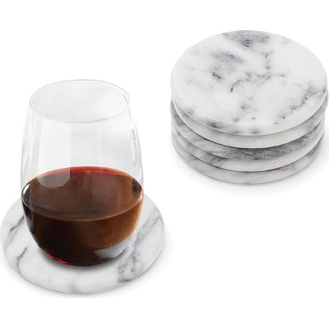 Lot de 6 Dessous-de-Verre en marbre Poli Blanc Naturel (1/5)