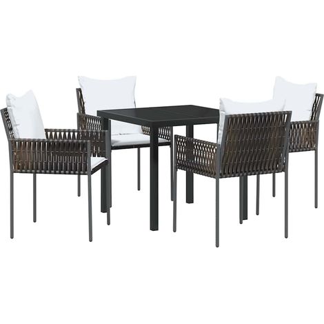 Garden Dining Set 5 pcs Brown and Black PE Rattan vidaXL (1/5)