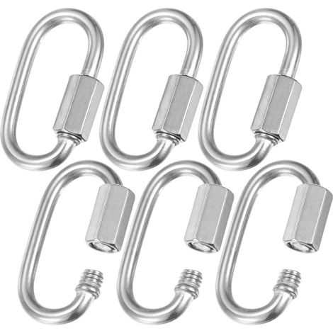 Connecteur de chaîne rapide en acier inoxydable - En forme de D - Verrouillage de chaîne de réparation pour balançoire/camping/randonnée/sac à dos - Porte-clés torsadé - Argenté (1/5)