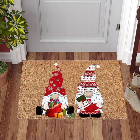 Tapis de bienvenue de Noël avec gnome et nain, tapis anti-salissures pour la maison, la salle de bain et l'entrée, décoration de Noël (1/5)