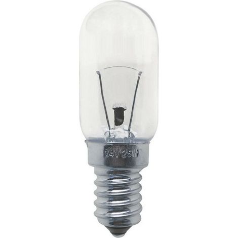 Ampoule à incandescence tubulaire E14 25W 24V – Luminosité 200lm – Température de couleur 2800K – Angle d'ouverture 360° – 97838