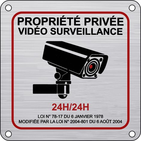 Aluminium-Überwachungskamera-Schild, 15 × 15 cm, 24-Stunden-Familien-Videoüberwachungskamera-Schild mit Aufkleber und vorgebohrten Löchern für den Innen- und Außenbereich