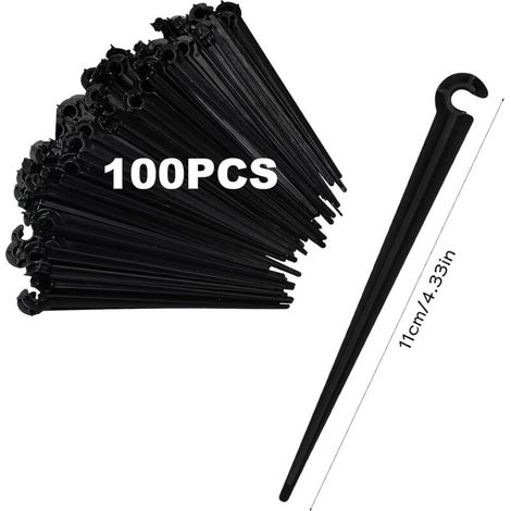 100 pezzi di picchetti di supporto per tubo di irrigazione, picchetti in plastica per irrigazione a terra, supporto per tubo, supporto per irrigazione a goccia per tubo di irrigazione da 4/7 mm (1/4)