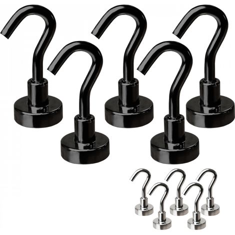 Lot de 5 crochets magnétiques anti-rouille diamètre 3 mm - KN16 - Noir - Linxor (1/5)