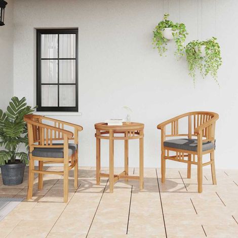 Stuhl mit Kissen 2 pcs Braun 63 x 58 x 89 cm Massivholz Teak