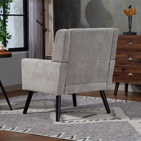 Fauteuil — Assise dotée d'un coussin en mousse haute densité et de pieds en bois massif idéal pour les petits espaces : salon, chambre ou bureau (1/4)