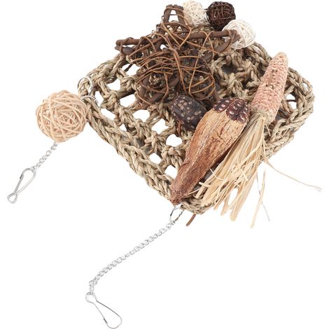 Tapis suspendu tissé de sécurité pour perroquets, perruches, conures, calopsittes et inséparables, idéal pour trouver de la nourriture en hauteur. Hamac d'escalade en tissu tissé. (1/5)