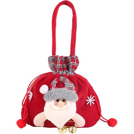 Sac à Pommes de Noël Sac Cadeau pour Le Père Noël Sacs Surprise Décoration Noël Sac Cadeau de Noël avec Cordon pour Bonbons Chocolat Biscuits Sac Cadeaux en Tissu Noel (1/5)