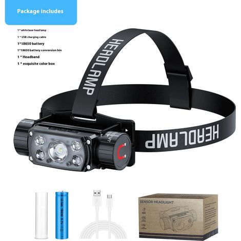 Lampe frontale LED avec capteur - interrupteur à 3 positions - batterie externe (1/5)