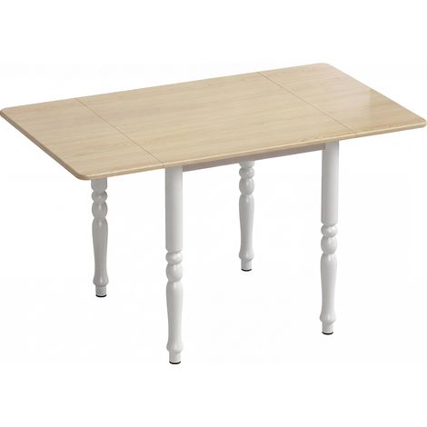 Table Trivolzio Extensible 2 à 6 Pers Acier MDF Effet Bois Naturel Pliable Gain de Place (1/5)
