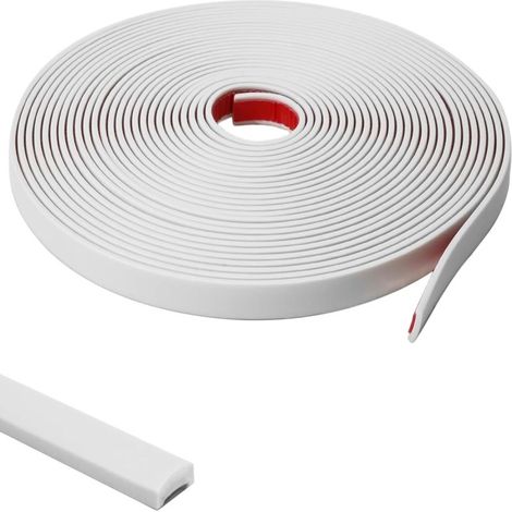 Perfil autoadhesivo blanco para paredes, pintable, de 3 m x 1 cm x 0,5 cm, flexible, para paredes, bordes, marcos y zócalos. (1/5)