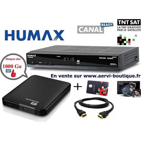 Pack décodeur Satellite - Humax TN7000HD - TNTSAT Canal Ready - PVR - Disque dur externe 1 To USB 3.0 (1/4)