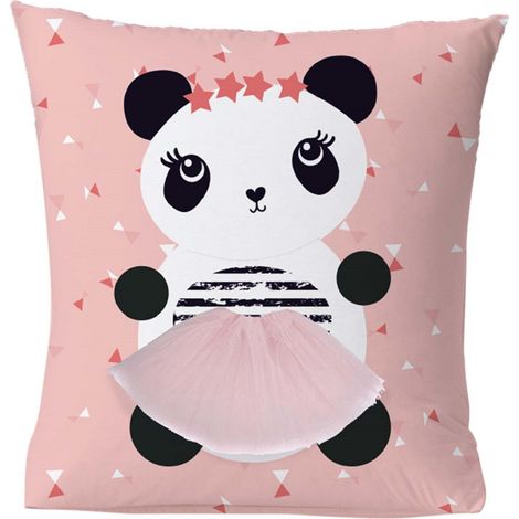 Coussin enfant imprimé panda en coton 40x40cm (1/2)