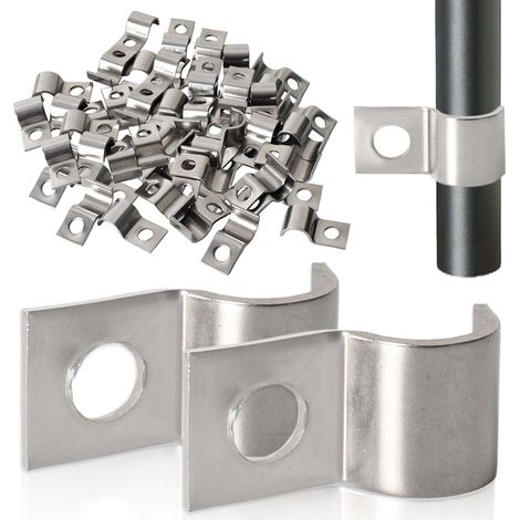 40 Pièces Attache de Fixation pour Tube en U, Collier de Serrage Inox Clips Cable Monotrou Collier de Fixation Ø 10 mm, pour Tuyaux (1/5)