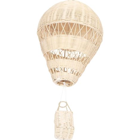 Montgolfière Rotin Tissé avec Lumière Ambiance Décoration Suspendue Naturelle pour Chambre Garçon Fille Accessoire Photo et Décor pour (1/5)