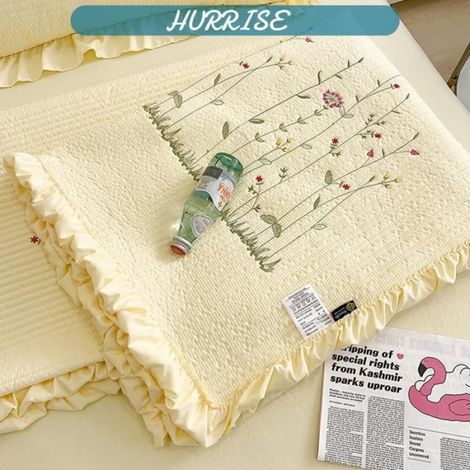 HURRISE Taie d'oreiller en coton ( 2 X Taie D'oreiller 48x74cm)Coton Couleur deco parure Jaune 2 X Taie d'oreiller 48x74cm (1/5)
