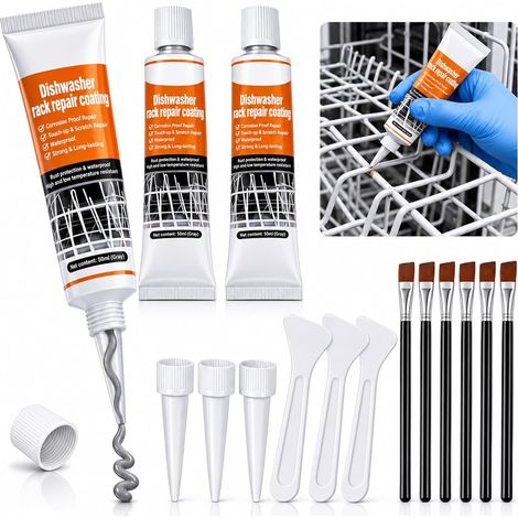 Kit di riparazione per cestello lavastoviglie, 3 x 50 ml, rivestimento impermeabile grigio. (1/5)
