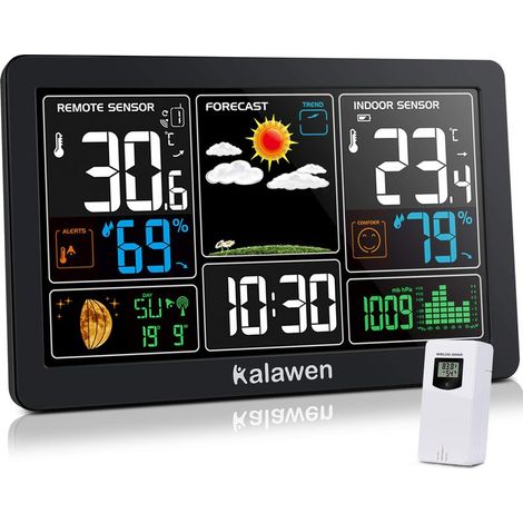 Station météo sans fil – Capteur intérieur et extérieur – Prévisions météo 24h – Écran LCD couleur – Température et humidité (1/5)