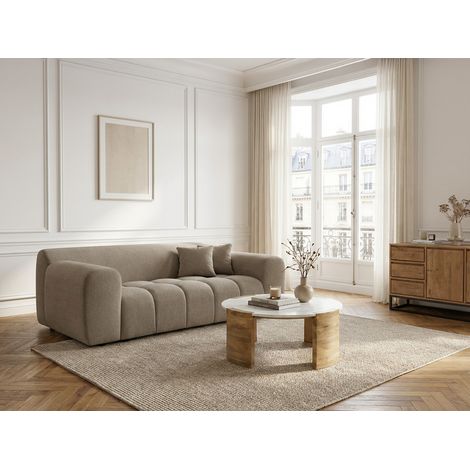 BOBOCHIC - Canapé droit fixe 3 places MELISSE tissu chiné   Taupe