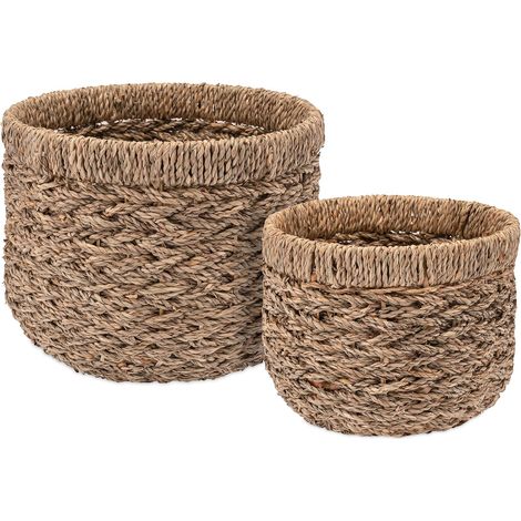 panier de rangement rond en jonc de mer d40 cm cadre métallique (1/5)