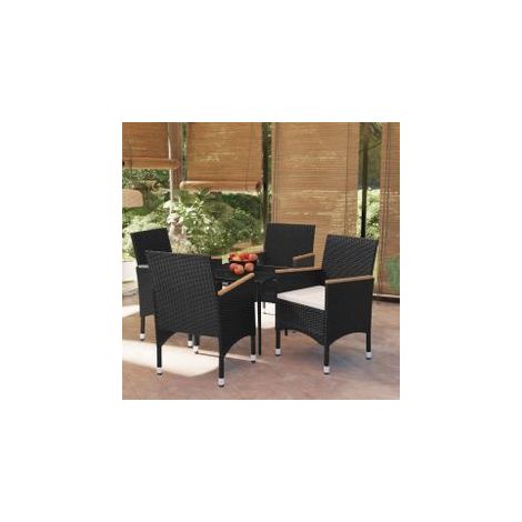 Ensemble à manger de jardin avec coussins 5 pcs Noir (1/5)