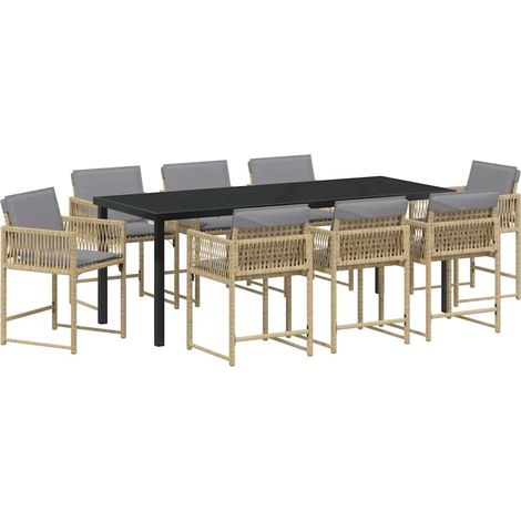 Maison Exclusive - Set da Pranzo per Giardino 9 pcs Beige polyrattan