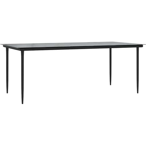 Maison Exclusive - Tavolo Pranzo Giardino Nero200x100x74 Acciaio e Vetro Temperato (1/5)