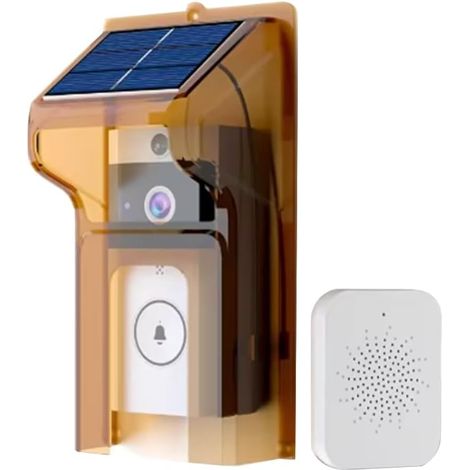 Caméra de Sonnette Intelligente avec Recharge Solaire, Étanche, Vision Nocturne, HD, Interphone Vocal Bidirectionnel pour la Sécurité à Domicile. (1/5)