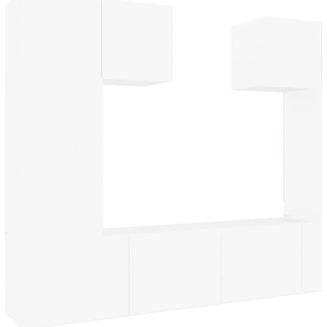 Conjunto de muebles de 6 piezas que incluye armario aparador mueble de TV televisión para salón dormitorio salón madera de ingeniería blanca 020025023