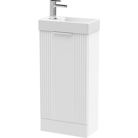Retro Floor Standing 1 Door Cloakroom Vanity Basin Unit - 400mm, Satin White