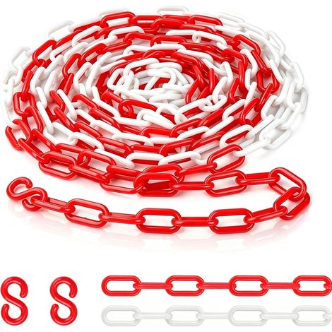15 M Chaîne de Signalisation en Plastique Rouge et Blanc 8 mm (1/5)