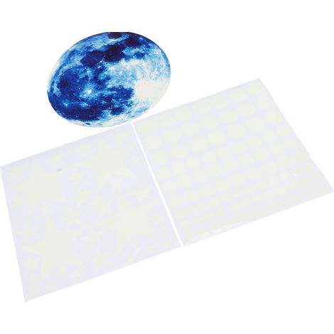 Leuchtende Wandaufkleber mit Mond-, Stern- und Punktmotiven – Wandtattoos für Schlafzimmer und Wohnzimmer (Blau) (1/5)