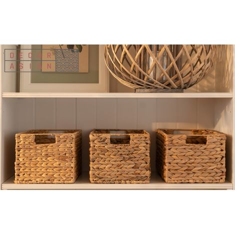Decorasian Panier de rangement rectangulaire tressé en jacinthe d'eau