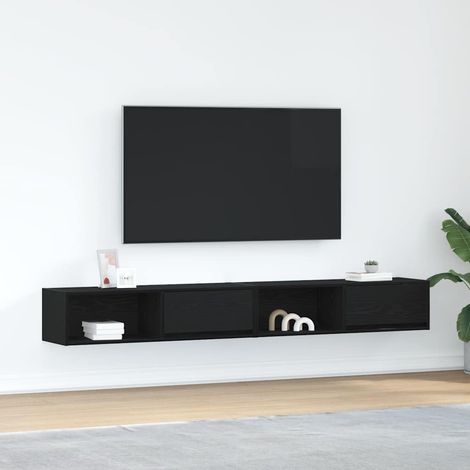vidaXL Meuble TV 2 pcs chêne noir 100x31x25,5 cm bois d'ingénierie (1/5)