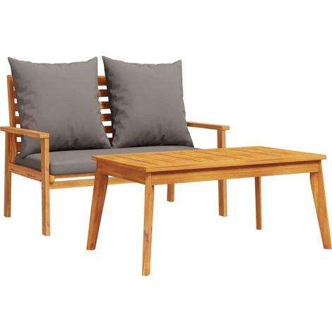 vidaXL Set da Giardino con Cuscino in Legno Massello di Acacia (1/5)