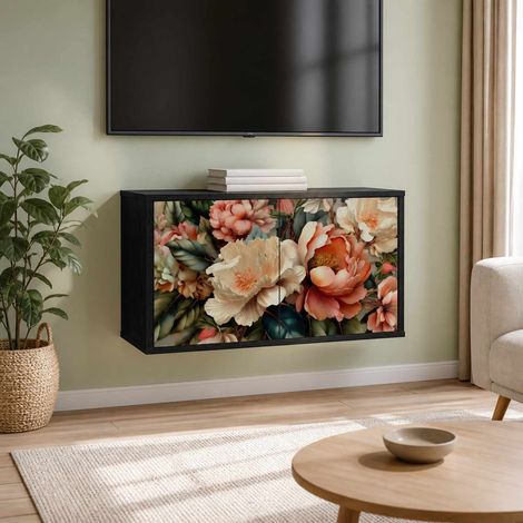 vidaXL Wall-mounted TV Cabinet BORNE 69 x 33 x 40 cm Black Oak (1/5)