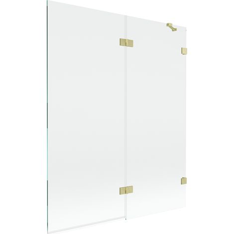 Mexen Lunar mampara de baño de 2 hojas derecha 140 x 150 cm, transparente, dorado cepillado - 897-140-100-55-00-P (1/5)