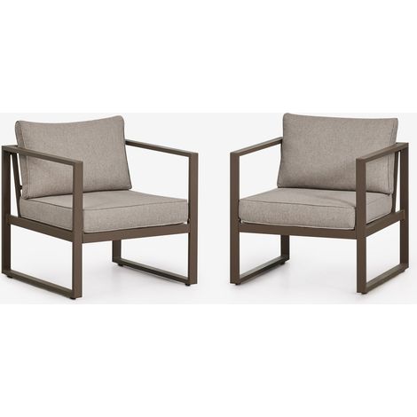SKLUM 2er-Set Lipov Aluminium Sessel Braun Choco (1/5)