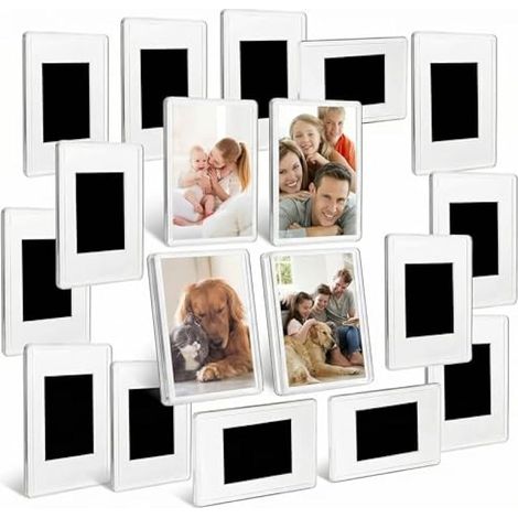 20PCS Mini Cadres Photo Magnétiques pour Photos de 7 x 4,5 cm, Cadre Photo en Acrylique Transparent pour Réfrigérateur et Cadeaux de Famille (1/4)