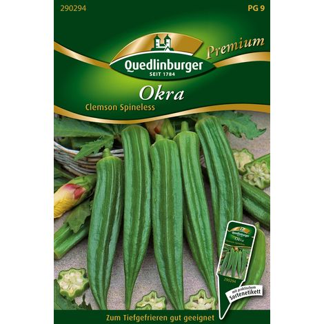 Quedlinburger Saatgut – Gombo Clemson Spineless – Graines de légumes, hauteur env. 120 cm (1/2)