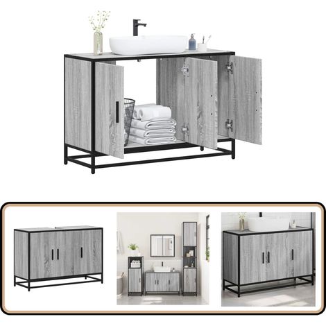 vidaXL Armoire de lavabo de salle de bain sonoma gris 90x33x60 cm