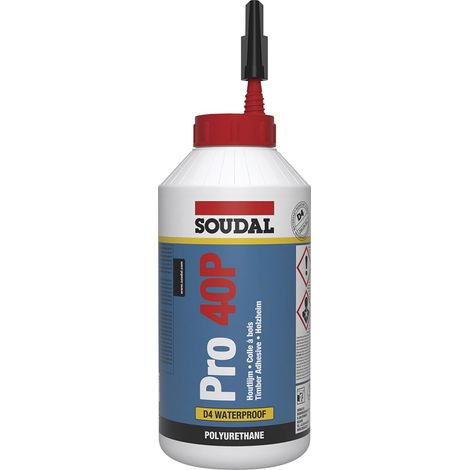 Soudal PU Holzleim Pro 40P D4, 15 Minuten verarbeitbarer Leim, 750g