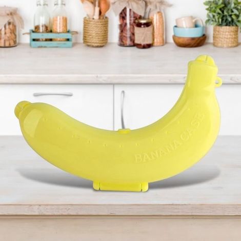 Niedliche 3-farbige Bananen-Schutzbox, Halterung, Aufbewahrungsbox für Lunchboxen, neu (1/4)